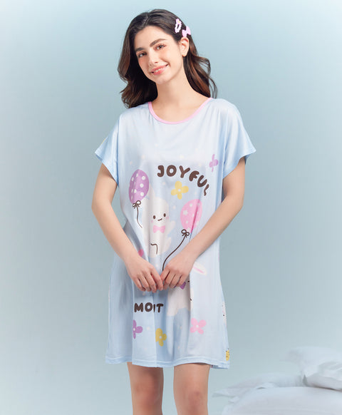 Joyful Moment Microfiber Short Sleeves Sleep Dress