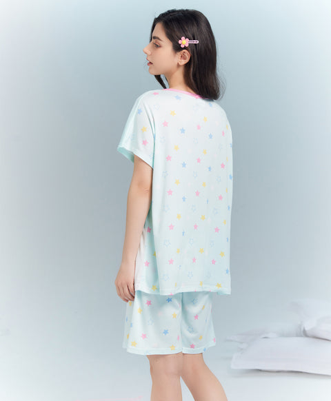 Believe in Magic Short Sleeves Microfiber Top & Bottom Sleep Set
