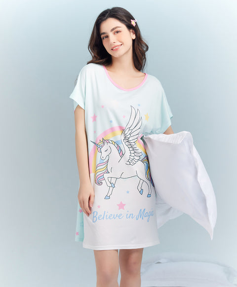 Believe in Magic Microfiber Short Sleeves Sleep Dress