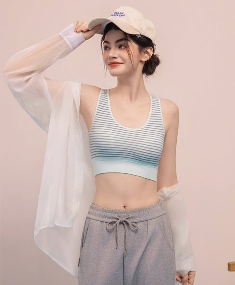 Stripe Seamless Wireless Pull Over Vest