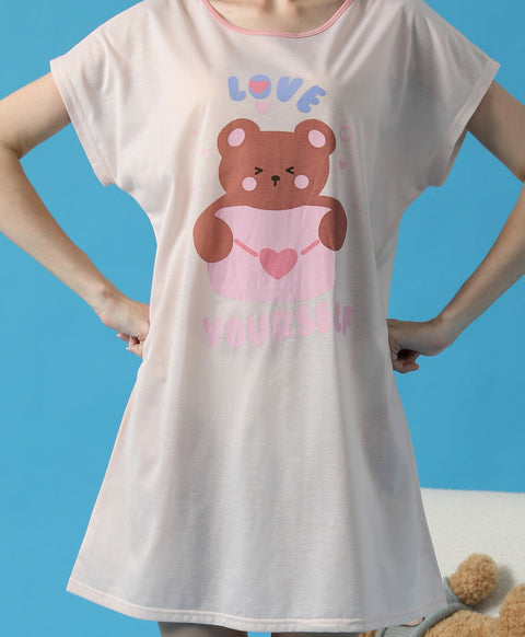 Love Yourself Short Sleeves Sleep Dress