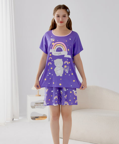 Make a Wish Teddy Microfiber Top & Bottom Sleep Set