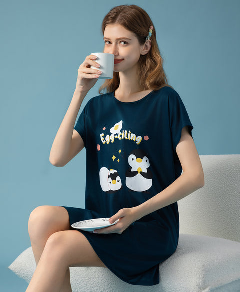 Egg-citing Short Sleeves Sleep Dress