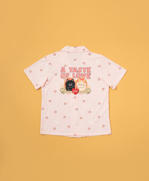 Cookies d'amore Satin Short Sleeve Top & Short PJ Set-Peach