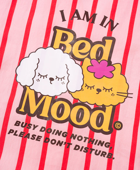 BedMood Cremo & Mello I'm in Bed Mood Polyester PJ Short Sleeves Top & Shorts Set - Pink