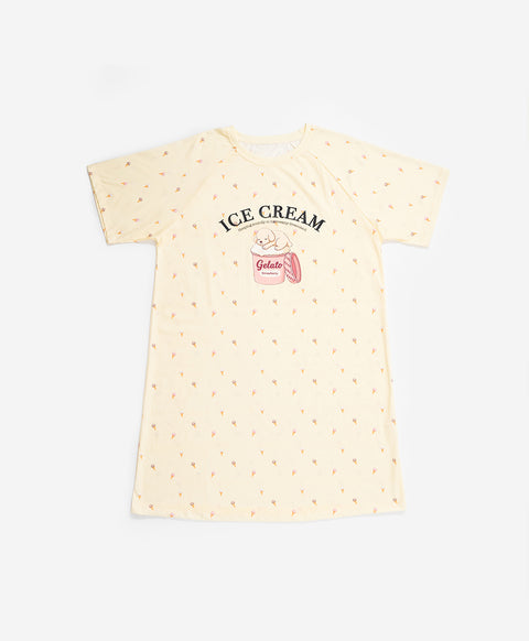 Ice Cream Project Short Sleeves Sleep Dress