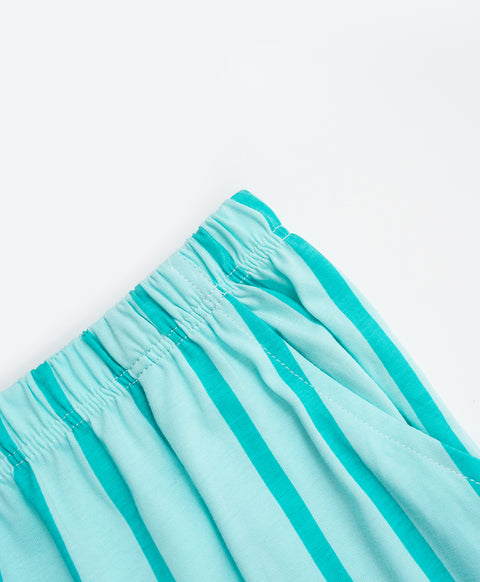 BedMood Cremo & Mello No Rush. No Rules Cotton Blend Short Sleeves Top & Long Pants Set - Green