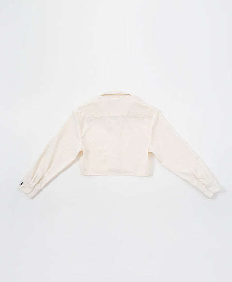 Peekaboo Convertible Collar Crop Shirt
