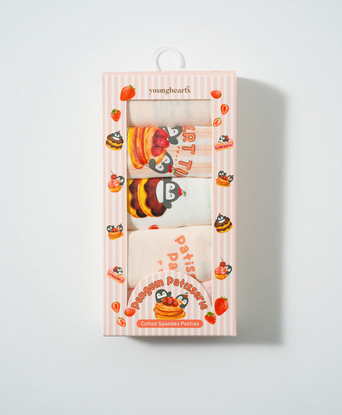 Penguin Patisserie 5pcs Mid Waist Midi Graphic Pack Panties
