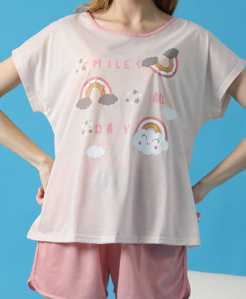 Smiles All Day Short Sleeves Top & Shorts Sleep Set