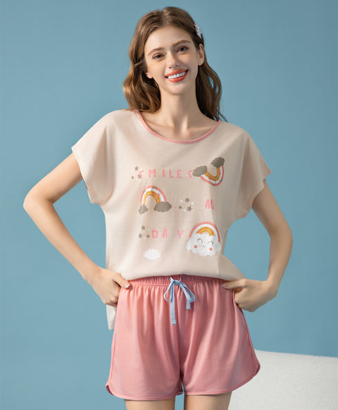 Smiles All Day Short Sleeves Top & Shorts Sleep Set