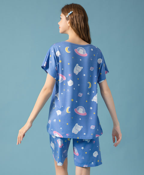 Space Paws Microfiber Top & Bottom Sleep Set