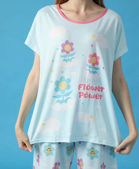 Flower Power Microfiber Top & Bottom Sleep Set