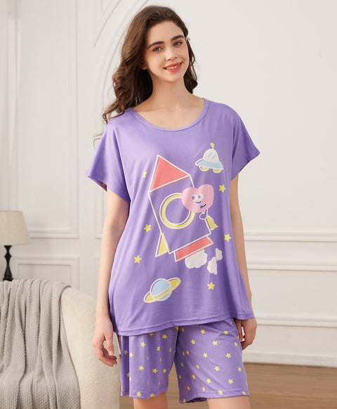 Rocket Adventure Short Sleeves Microfiber Top & Bottom Sleep Set
