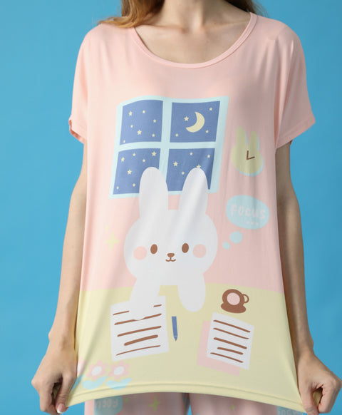 Little Bunny Focusing Microfiber Top & Bottom Sleep Set