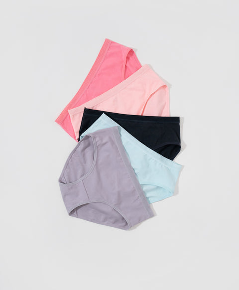 Candy Hearts 5pcs Mid Waist Midi Pack Panties