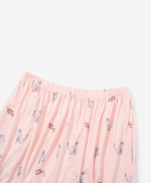 Catitude-ing Short Sleeves Top & Long Pants Set