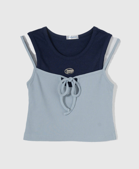 Dream Squad Fake 2-piece Sleeveless Top