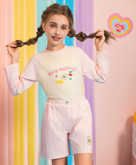 Junior Keep Smiling Long Sleeve Tee & Boxer Shorts Set