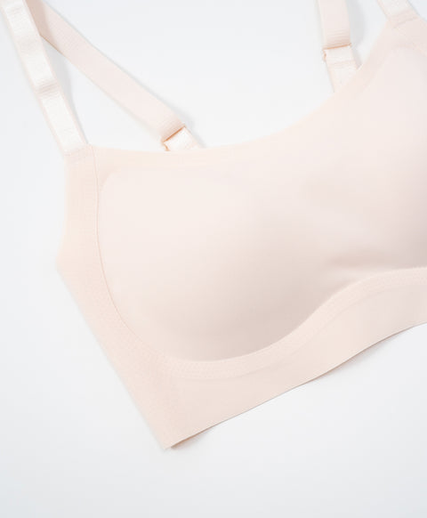 High Coverage Sculpting Side Panel Laminated Wireless Bralette with Back Hooks