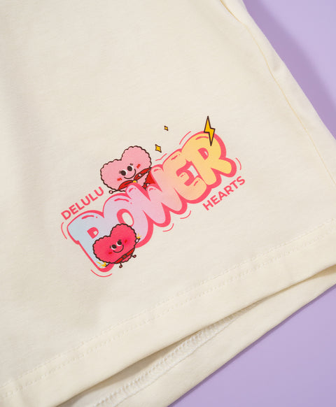 Junior Delulu Power Hearts Short Sleeves Top & Shorts Set