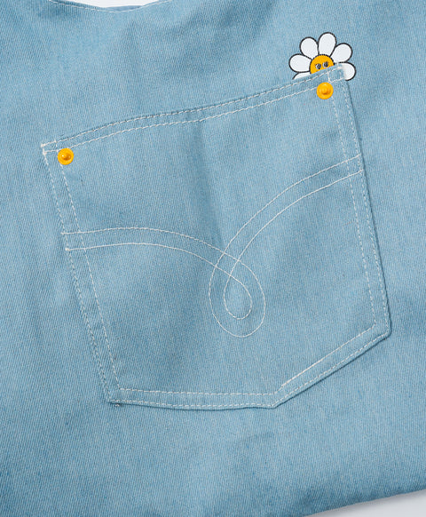 Stay Bloom Denim Smiley Tote Bag