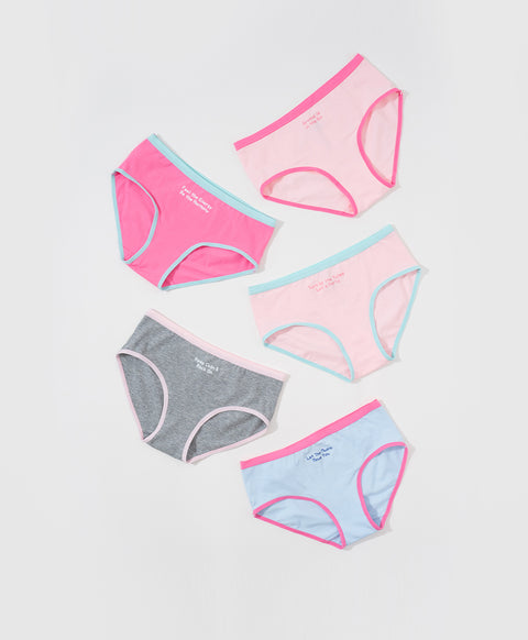 Music Concert Yuki & Hattie 5pcs Low Waist Hipster Graphic Pack Panties Wonder Box