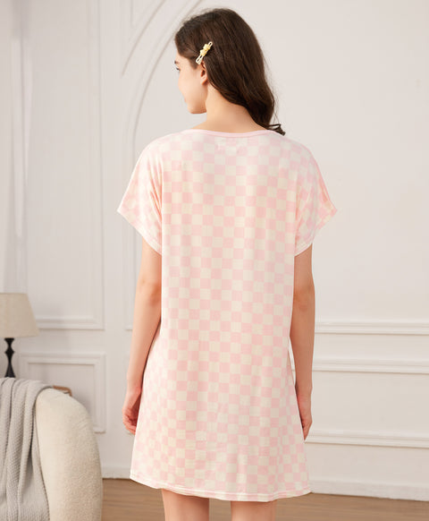 Dreamy Ice Cream Bear Microfiber Short Sleeves Sleep Dress
