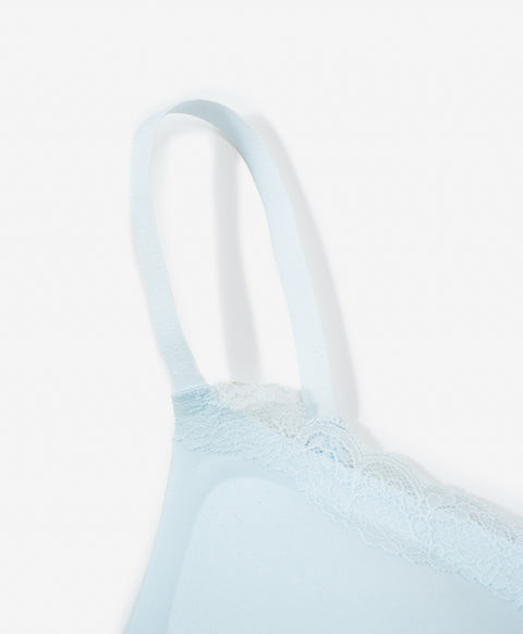 Crème de Lacelisse Wireless Lace-Trimmed V-Neck Bra