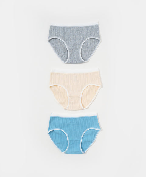 Rib Design Low Waist Midi Cotton Panties