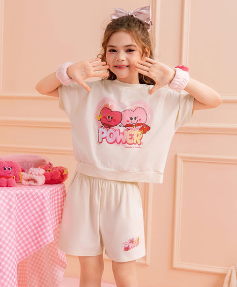 Junior Delulu Power Hearts Short Sleeves Top & Shorts Set