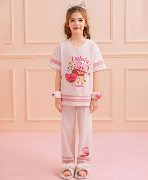 Junior Delulu Power Hearts Short Sleeves Top & Long Pants Set