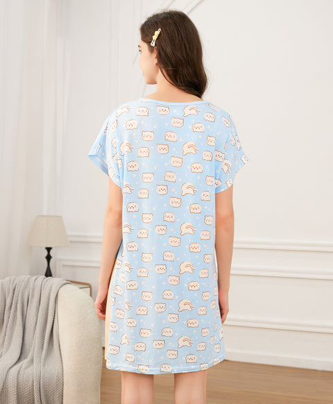 Kitty's Splash Time Microfiber Short Sleeves Sleep Dress