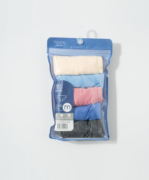Fresh Cotton Mid Waist Midi 5pcs Pack Panties