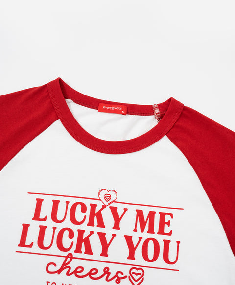 Call Me Lucky Raglan Sleeves Relaxed Fit Tee
