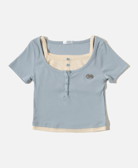 Dream Squad Fake 2-piece Short Sleeve Top