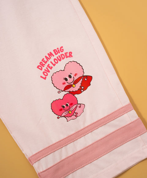 Junior Delulu Power Hearts Short Sleeves Top & Long Pants Set