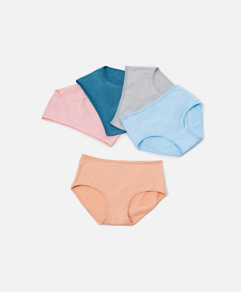 Summer Poem Mid Waist Hipster 5pcs Cotton Spandex Pack Panties