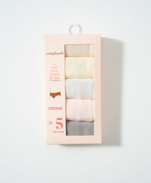 Latte Mood 5pcs Mid Waist Midi Pack Panties