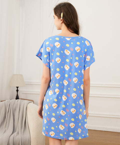 Remember to Eat Breakfast Microfiber Short Sleeves Sleep Dress