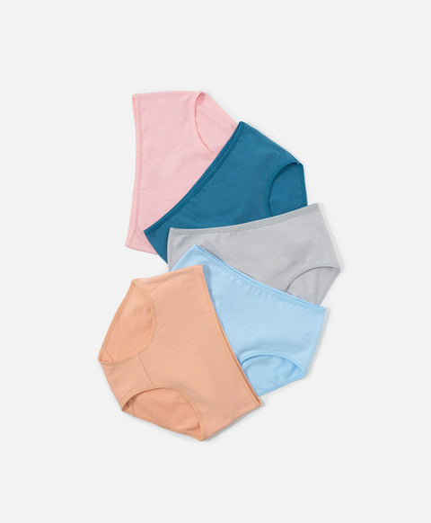 Summer Poem Mid Waist Hipster 5pcs Cotton Spandex Pack Panties