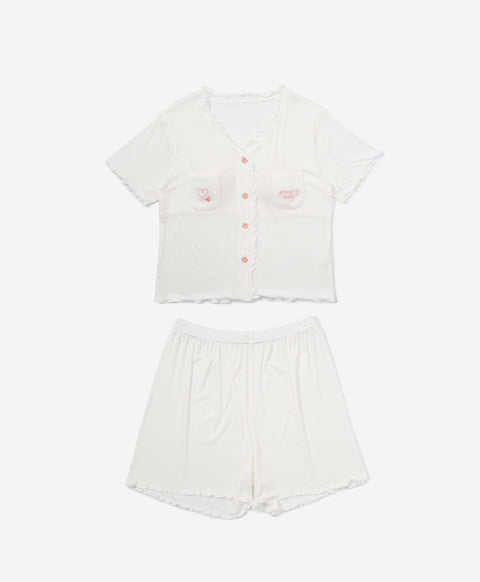 Catitude-ing Jacquard Short Sleeves Top & Shorts Set