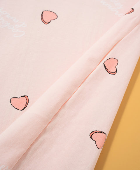 Cookies d'amore Satin Short Sleeve Top & Short PJ Set-Peach