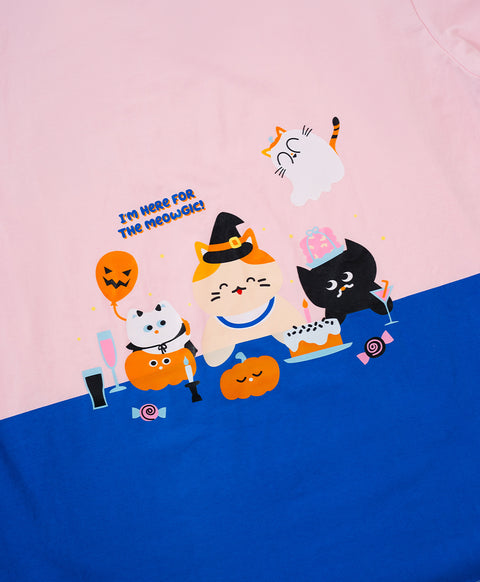 Meow-lloweeen Party Short Sleeves Top and Short Sleep Set
