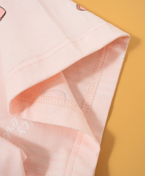 Cookies d'amore Satin Short Sleeve Top & Short PJ Set-Peach