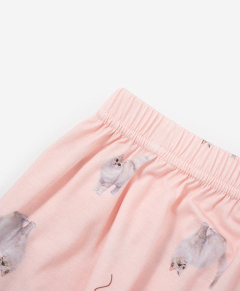Junior Catitude-ing Short Sleeves Top & Long Pants Sleep Set