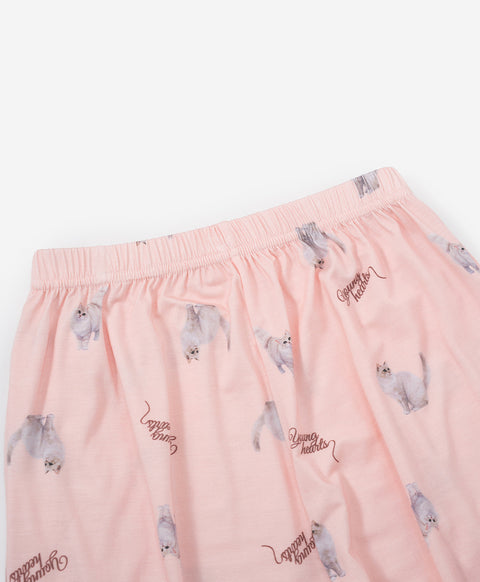 Junior Catitude-ing Short Sleeves Top & Long Pants Sleep Set