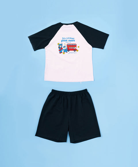 Harmony in London 3/4 Sleeves Top with Ribbon and Shorts Sleep Set