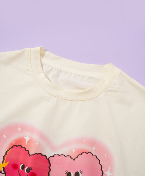 Junior Delulu Power Hearts Short Sleeves Top & Shorts Set