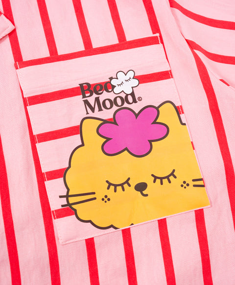BedMood Cremo & Mello I'm in Bed Mood Polyester PJ Short Sleeves Top & Shorts Set - Pink
